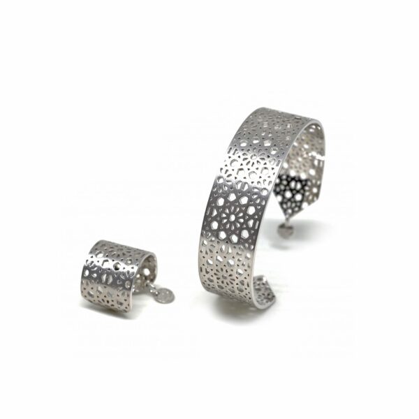 Jaali silver cuff and ring