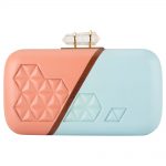 Blue Pink Hand-carved Wooden Clutch