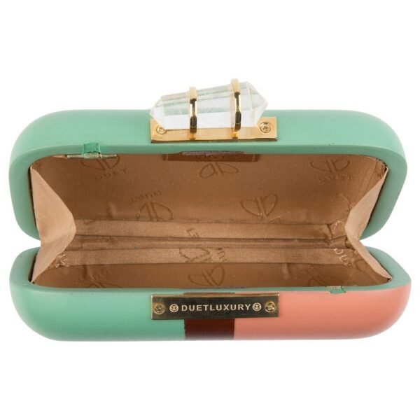 Turquoise Pink Hand-carved Wooden Minaudiere