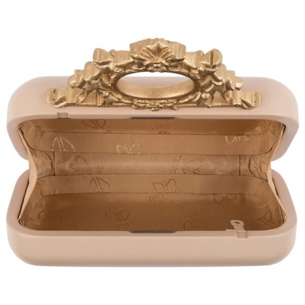 Cream Hand-carved Wooden Clutch "Baroque Cream"