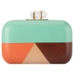 Turquoise Peach Hand-carved Wooden Minaudiere