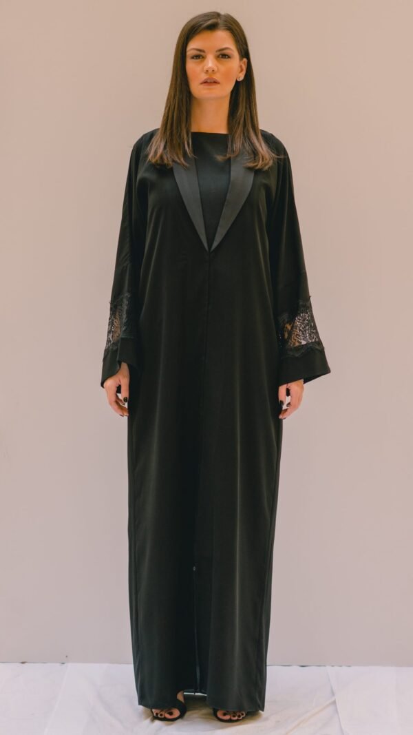 Lace Sleeve Black Abaya