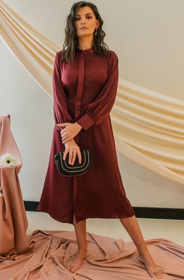 Alivia Maroon Midi Dress