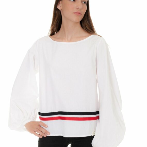 GOTS White Cotton blouse two stripes