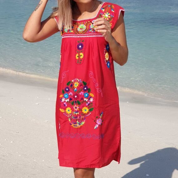 Red Donaji short dress