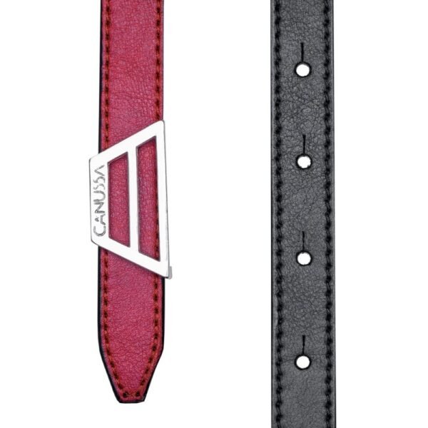 Thin Reversible Vegan Belt- Black & Red