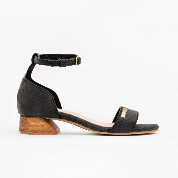 Black Chicago Ankle Strap Heels Sustainable Pinatex Shoes
