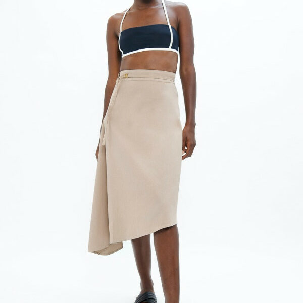Natural Sand Mallorca Asymmetric Skirt Organic Cotton Twill Sustainable Skirt