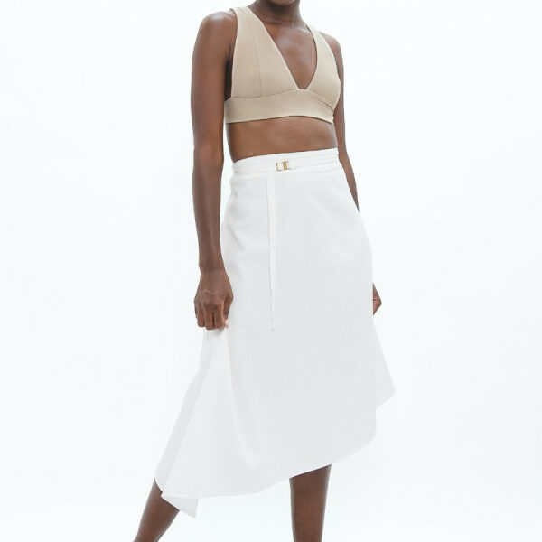 White Mallorca Asymmetric Skirt Organic Cotton Twill Sustainable Skirt