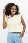 White Napoli High-Neck Knitted Top
