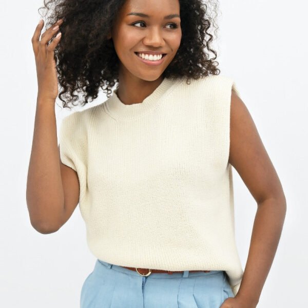 White Napoli High-Neck Knitted Top
