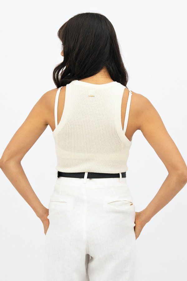 White Sao Paulo Racer Knitted Top