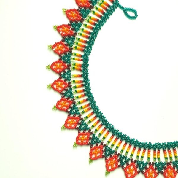 Forest Fire Handmade embera beaded necklace ethical handicrafts Colombia tribe