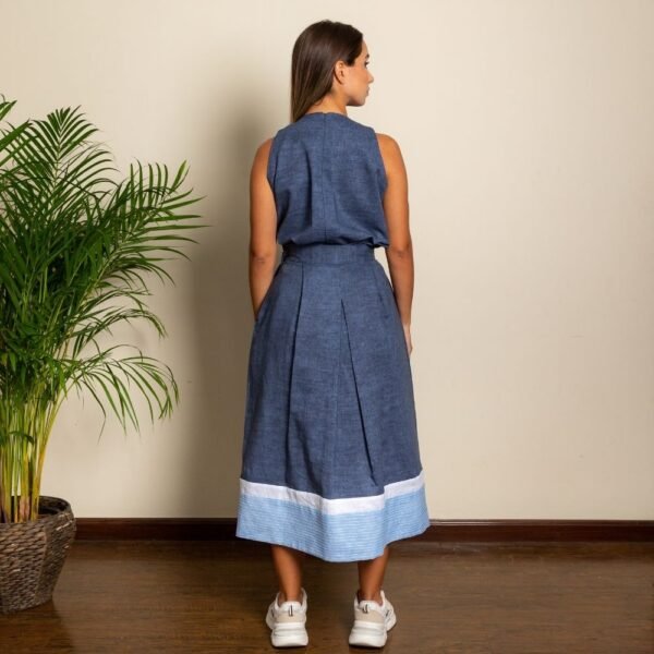 Blue Linen Co-Ord Midi Skirt