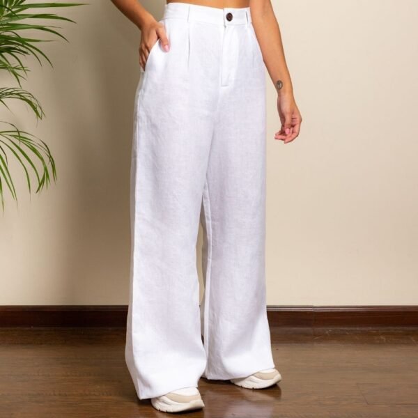 White Linen Trousers: Front
