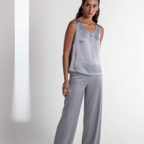 slow & sustainable modest fashion Silver Silk Pants & blouse