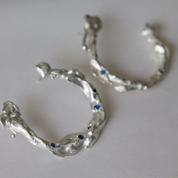 Silver Candongas Earrings with Zircons