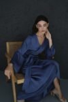 Indigo Blue Silk Wrap Dress