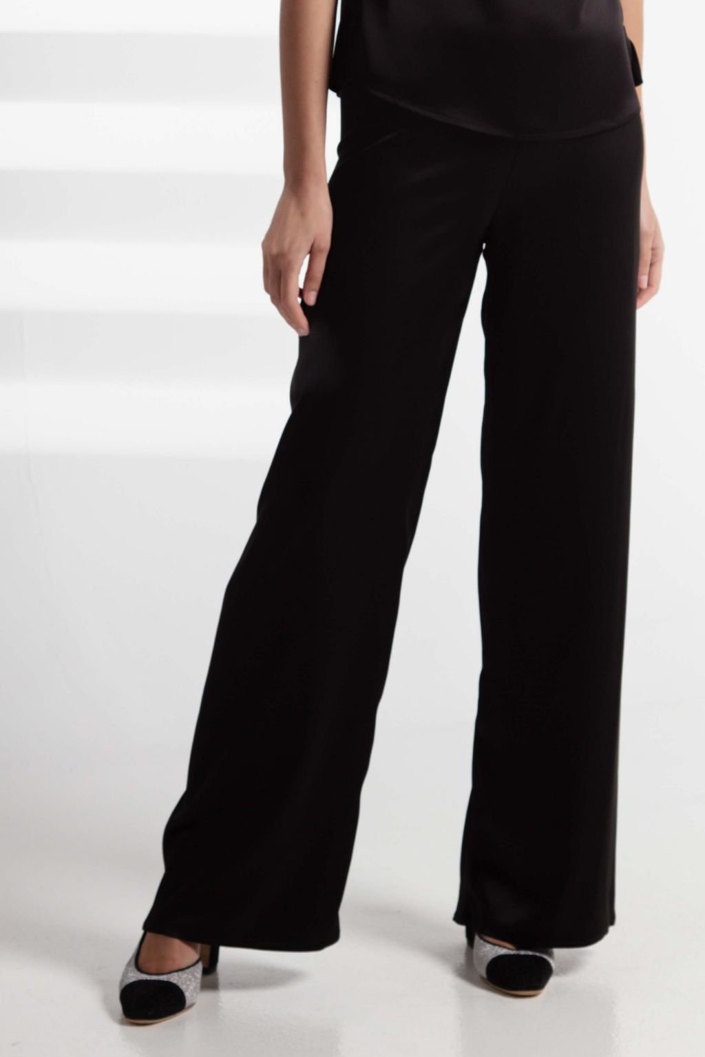 High-rise silk-blend flared pants in black - Joseph