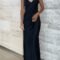 V-Neck Slip Dress in Onyx Black