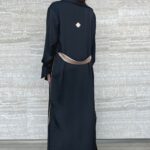 Trench-Kaftan & Slip Dress Set in Onyx Black