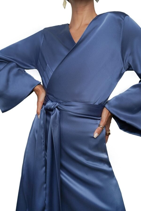 Indigo Blue Silk Wrap Dress