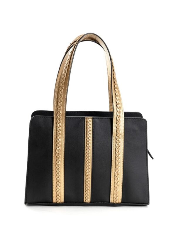 Black & Gold Gaia Cactus Leather Shoulder Bag