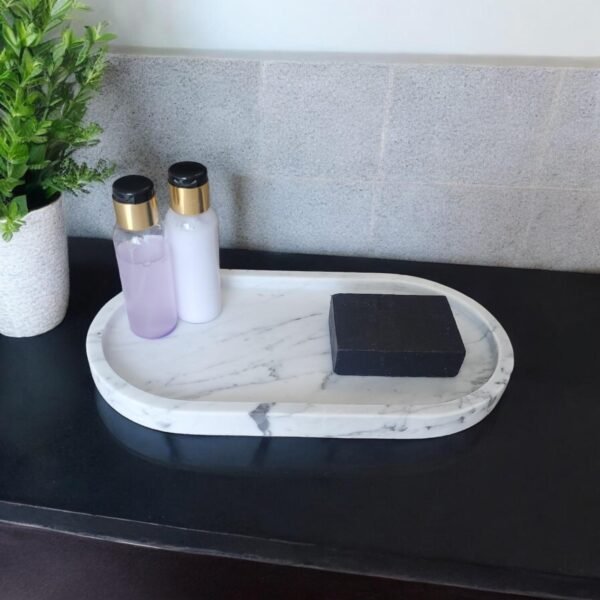 White Marble Oval Decor Tray