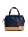 Navy Blue & Caramel Vanadey Apple Leather Bag