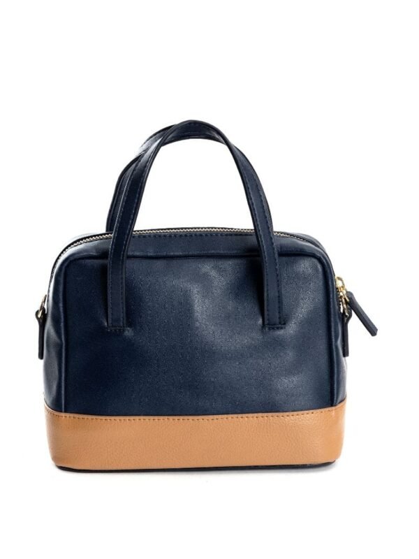 Navy Blue & Caramel Vanadey Apple Leather Bag