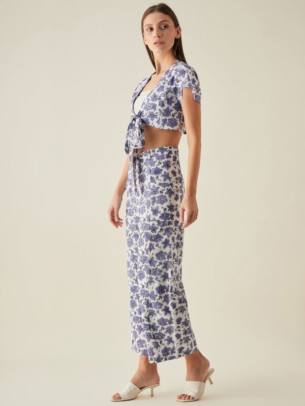 Lilac Print Wide-leg Pants