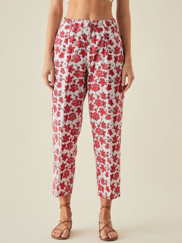 Red Printed Pants