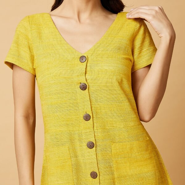 YELLOW BUTTON MIDI DRESS Arras