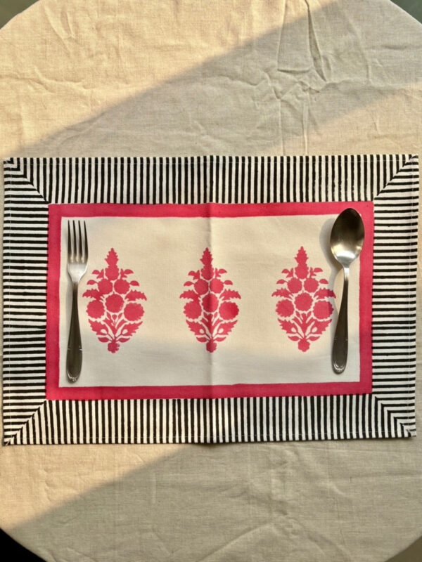 Pink Black Print Dining Table Placemats | Set of 2