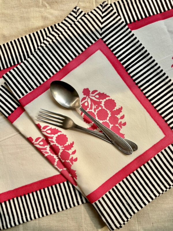 Pink Black Print Dining Table Placemats | Set of 2