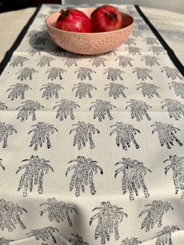 Monochrome Hand Block Printed Table Runner