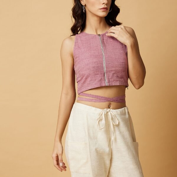 Pink Midriff Tie up Top