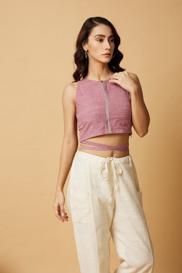 Pink Midriff Tie up Top