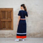 Blue Orange Striped Shift Dress