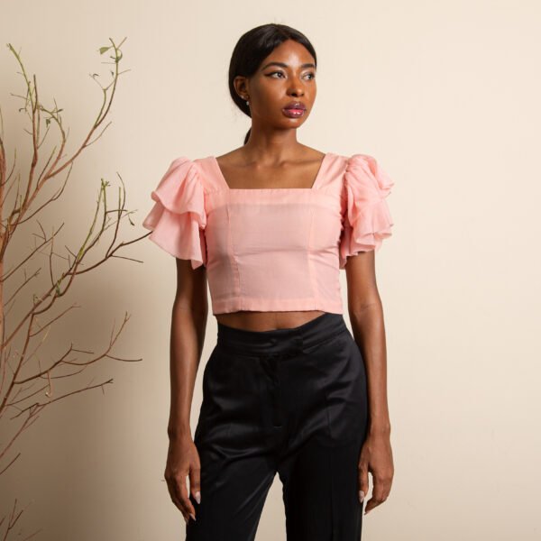 Blush Pink Ruffle Crop Top