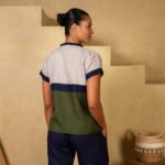 Olive Green Colorblock Linen Top