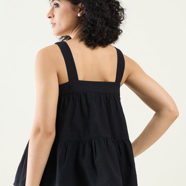 BLACK FLARED SLEEVELESS TOP FOR LADIES Arras