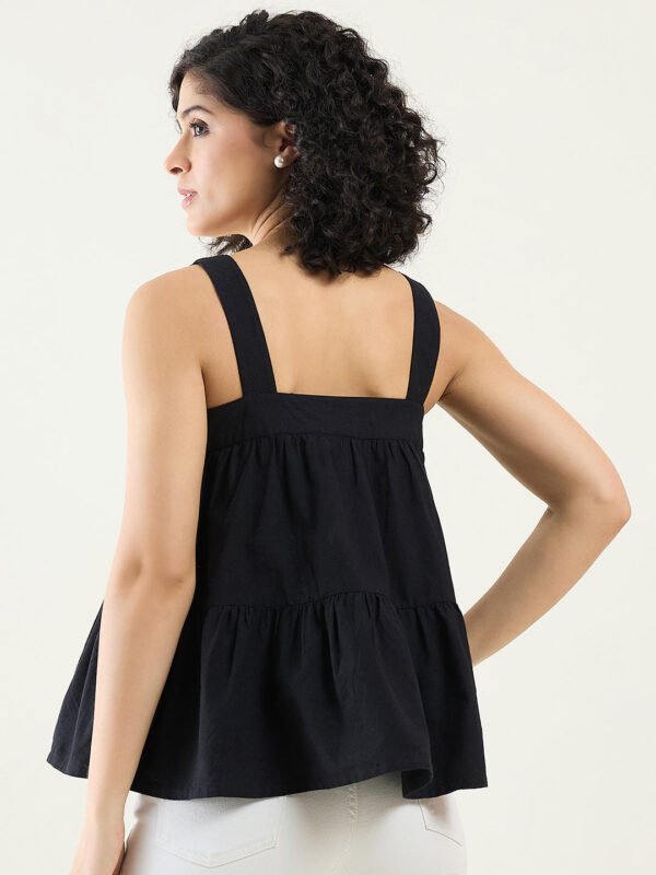 Black Sleeveless Flared Top