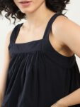 Black Sleeveless Flared Top