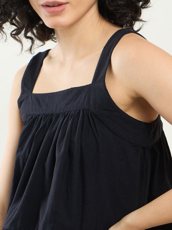 Black Sleeveless Flared Top