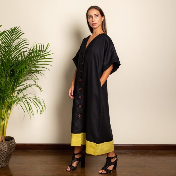 Black & Yellow Midaxi Shirt Dress