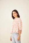 Pink Floral Pintucks Top