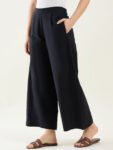 Black Wide Leg Cotton Pants