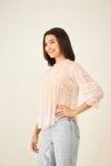 Sheer Ruffle Pink Top