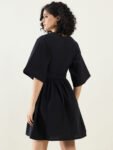 Black Belted Flared Dress